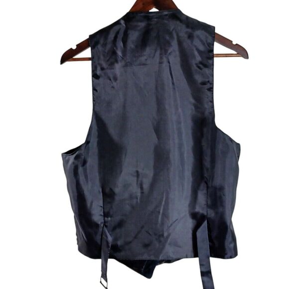 VTG Don’t Stop Classics Black Suede Leather Vest L Western Rockabilly Snap Front - Picture 5 of 6